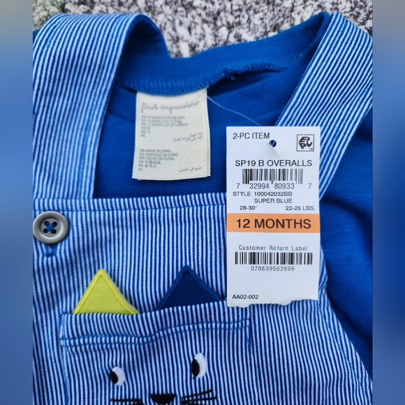 NWT First Impressions 2 piece Overalls - Picture 3 of 8